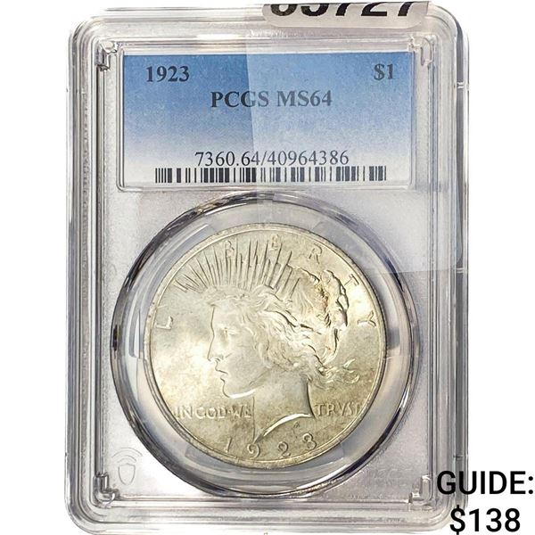 1923 Silver Peace Dollar PCGS MS64