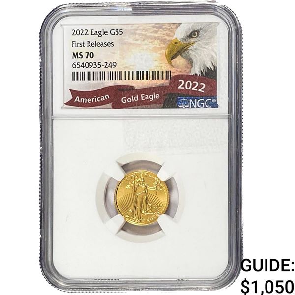 2022 $5 Gold Half Eagle NGC MS70 First Releases