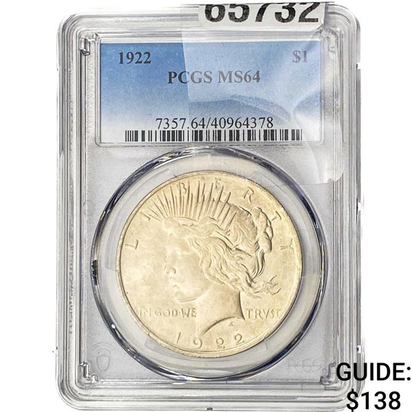 1922 Silver Peace Dollar PCGS MS64