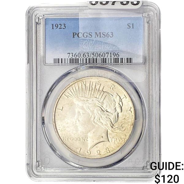 1923 Silver Peace Dollar PCGS MS63