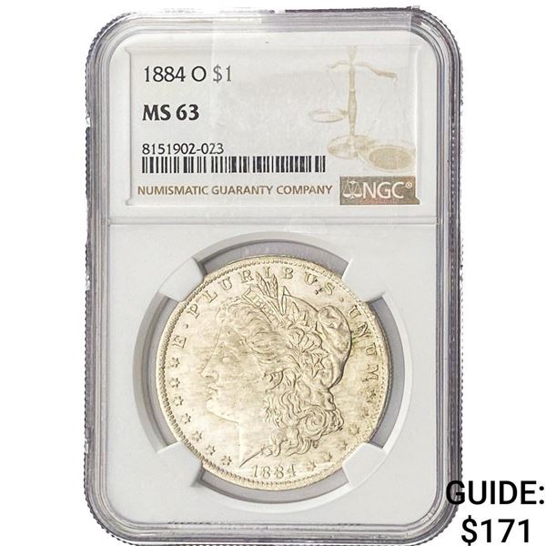 1884-O Morgan Silver Dollar NGC MS63