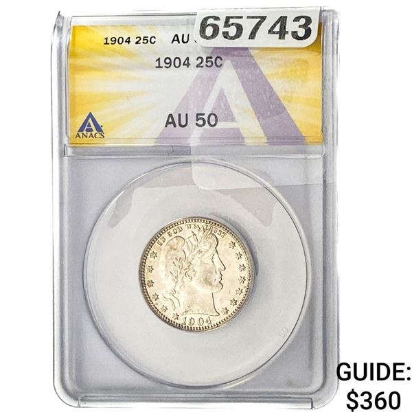 1904 Barber Quarter ANACS AU50