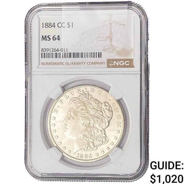 1884-CC Morgan Silver Dollar NGC MS64