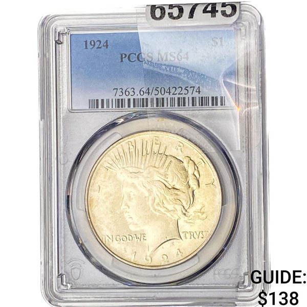 1924 Silver Peace Dollar PCGS MS64