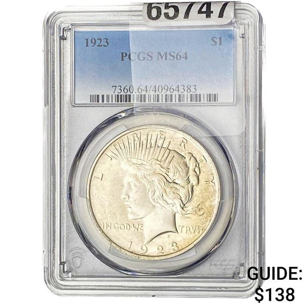 1923 Silver Peace Dollar PCGS MS64