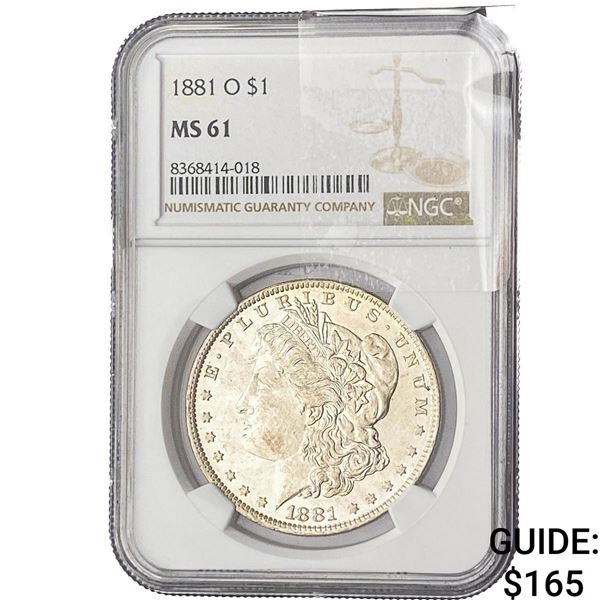 1881-O Morgan Silver Dollar NGC MS61