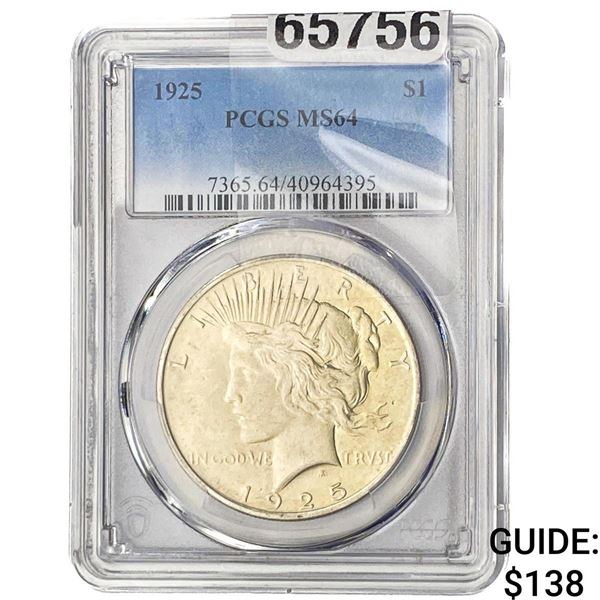 1925 Silver Peace Dollar PCGS MS64