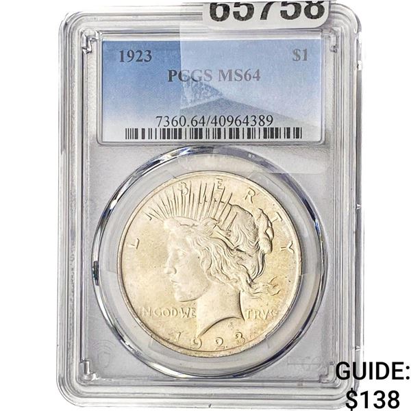 1923 Silver Peace Dollar PCGS MS64