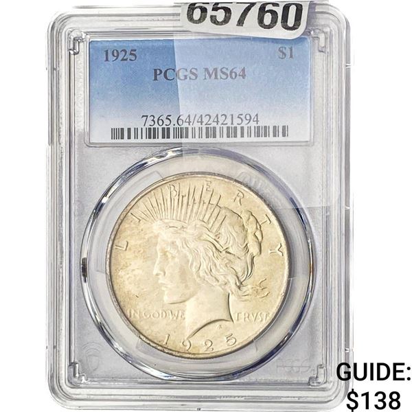 1925 Silver Peace Dollar PCGS MS64