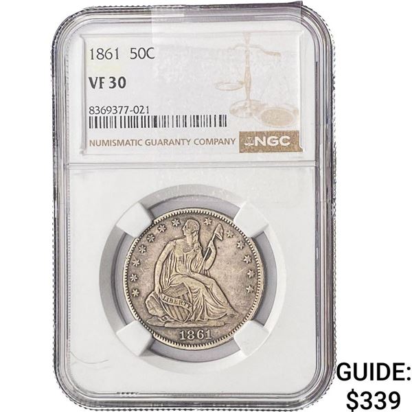 1861 Seated Liberty Half Dollar NGC VF30