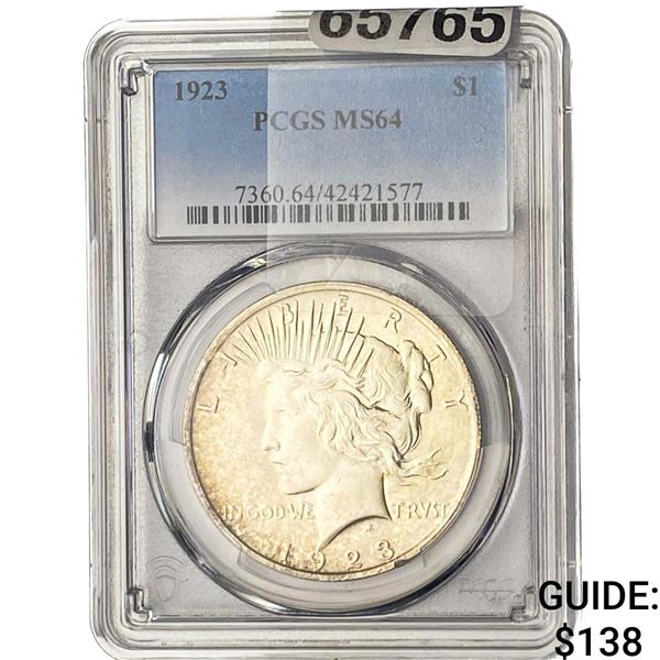 1923 Silver Peace Dollar PCGS MS64