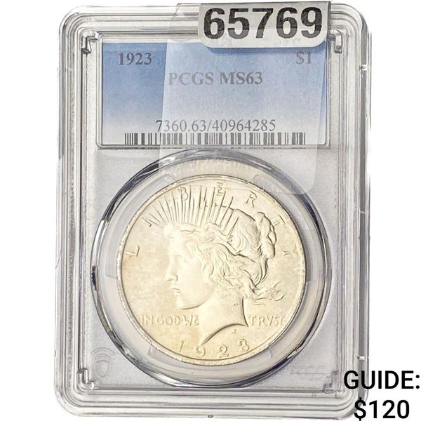 1923 Silver Peace Dollar PCGS MS63