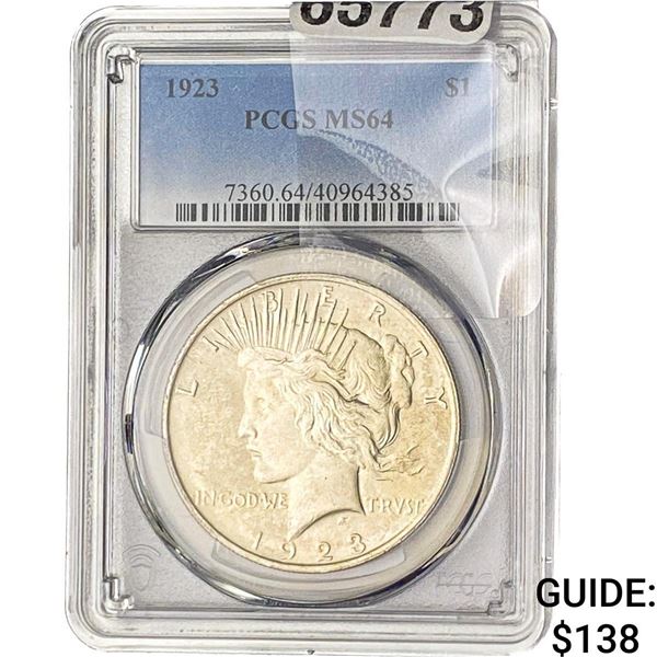 1923 Silver Peace Dollar PCGS MS64