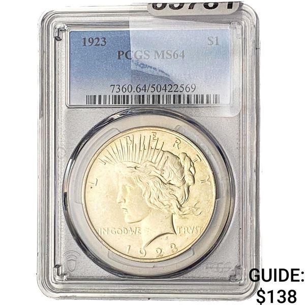 1923 Silver Peace Dollar PCGS MS64