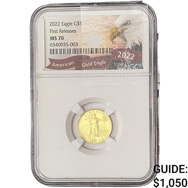 2022 $5 Gold Half Eagle NGC MS70 First Releases
