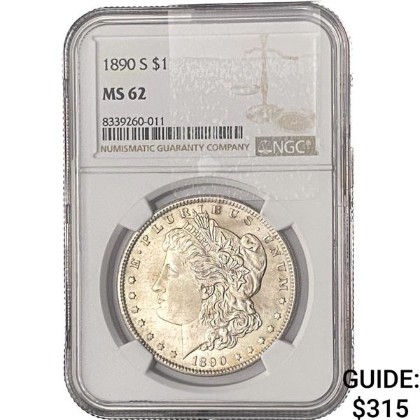 1890-S Morgan Silver Dollar NGC MS62