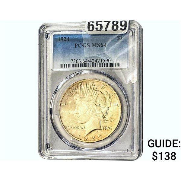 1924 Silver Peace Dollar PCGS MS64