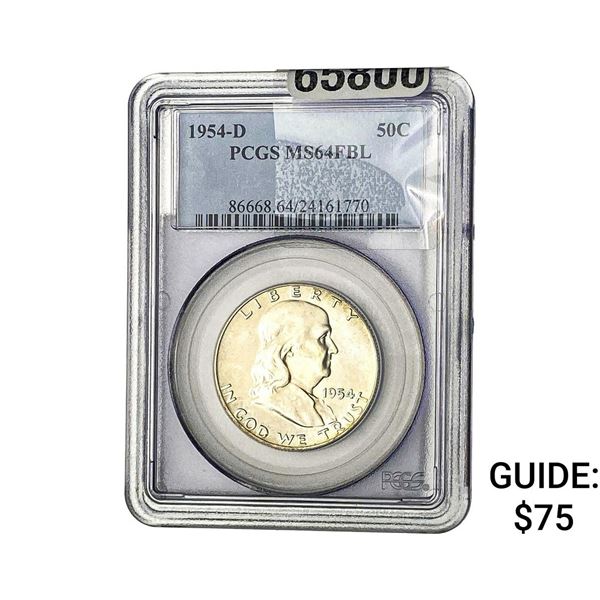 1954-D Franklin Half Dollar PCGS MS64 FBL