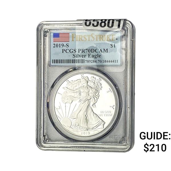 2019-S Silver Eagle PCGS PR70 DCAM