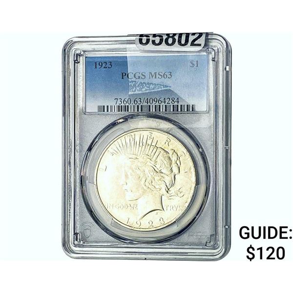 1923 Silver Peace Dollar PCGS MS63