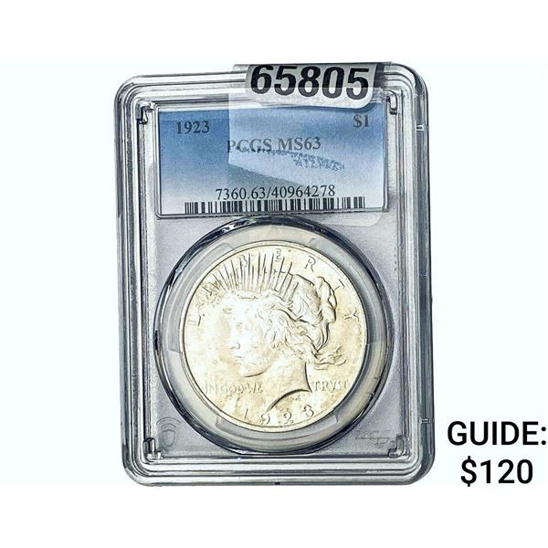 1923 Silver Peace Dollar PCGS MS63
