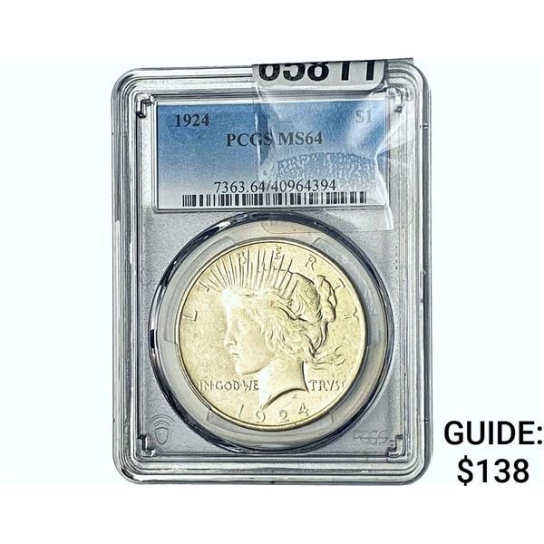 1924 Silver Peace Dollar PCGS MS64