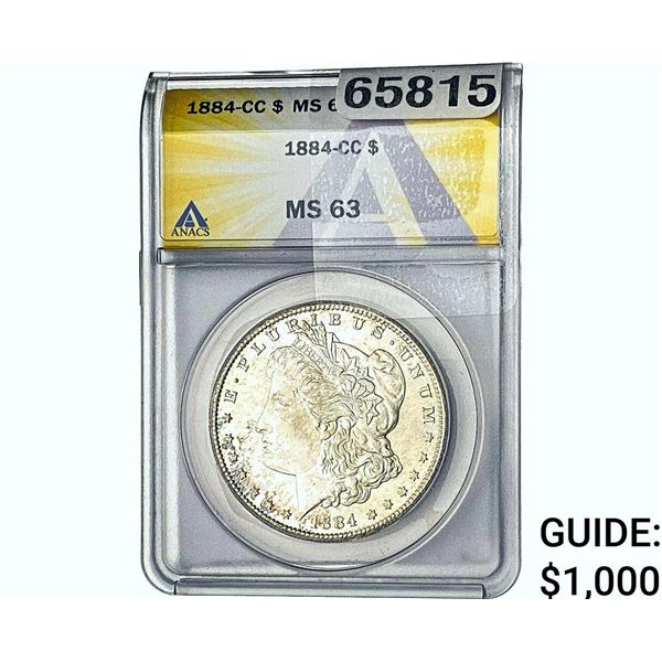 1884-CC Morgan Silver Dollar ANACS MS63