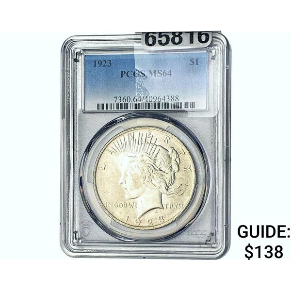 1923 Silver Peace Dollar PCGS MS64