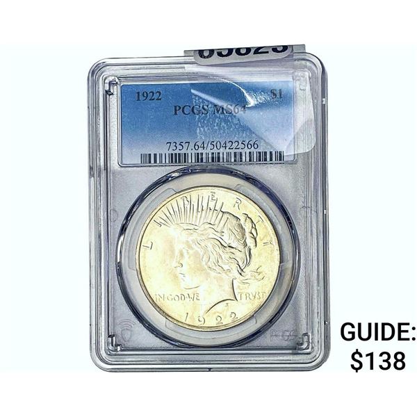 1922 Silver Peace Dollar PCGS MS64