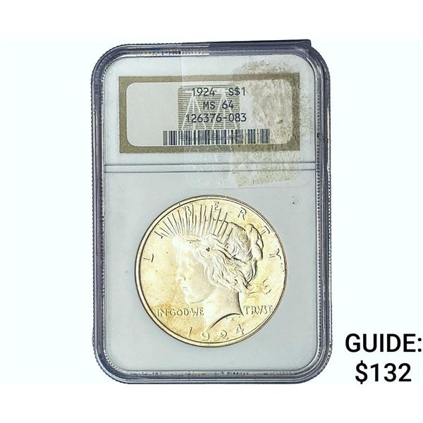 1924 Silver Peace Dollar NGC MS64