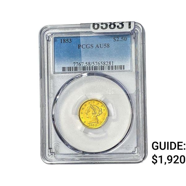 1853 $2.50 Gold Quarter Eagle PCGS AU58