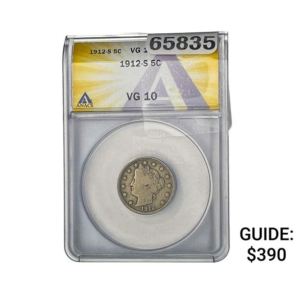 1912-S Liberty Victory Nickel ANACS VG10