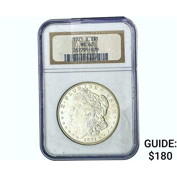 1921-S Morgan Silver Dollar NGC MS62