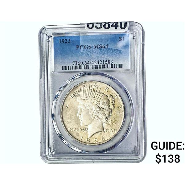 1923 Silver Peace Dollar PCGS NMS64