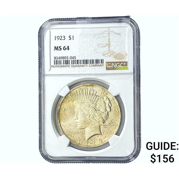 1923 Silver Peace Dollar NGC MS64