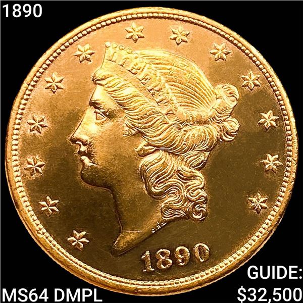 1890 $20 Gold Double Eagle CHOICE BU DMPL