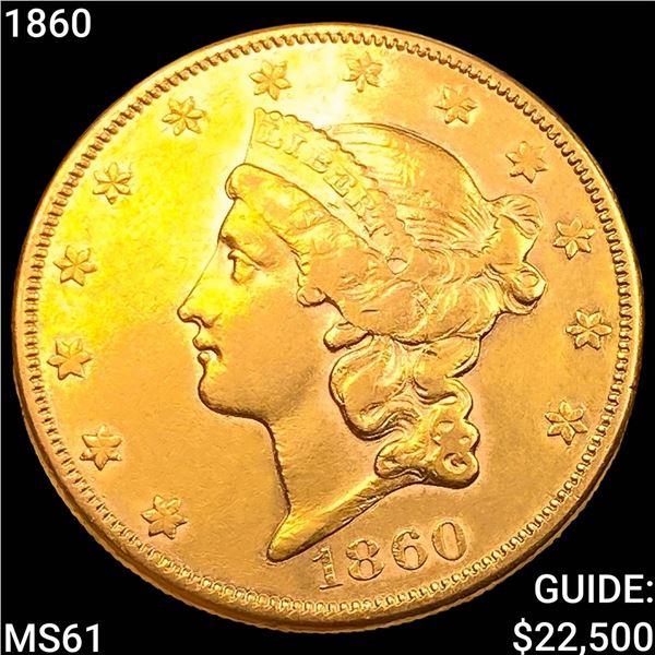 1860 $20 Gold Double Eagle UNCIRCULATED