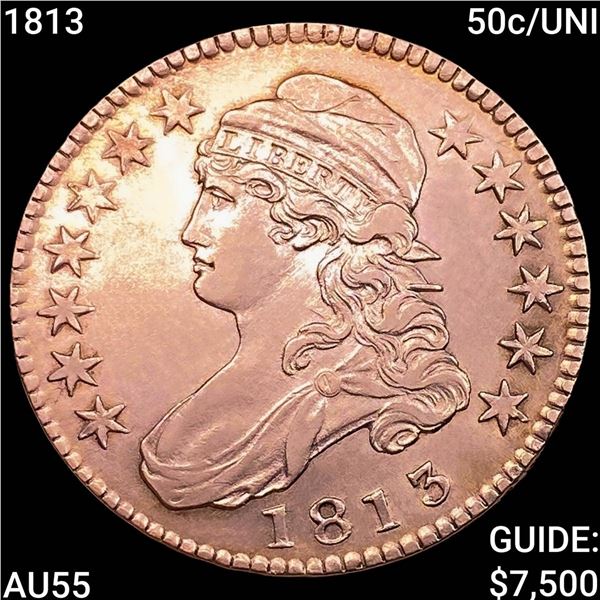 1813 50c/UNI Capped Bust Half Dollar HIGH GRADE