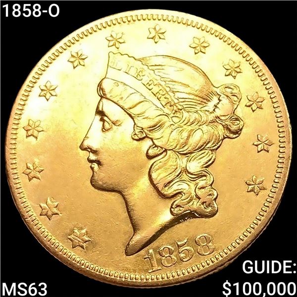 1858-O $20 Gold Double Eagle CHOICE BU