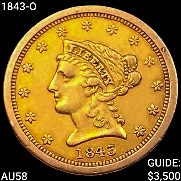 1843-O $2.50 Gold Quarter Eagle CHOICE AU