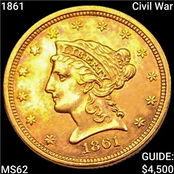 1861 Civil War $2.50 Gold Quarter Eagle UNCIRCULATED