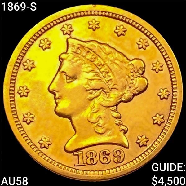 1869-S $2.50 Gold Quarter Eagle CHOICE AU