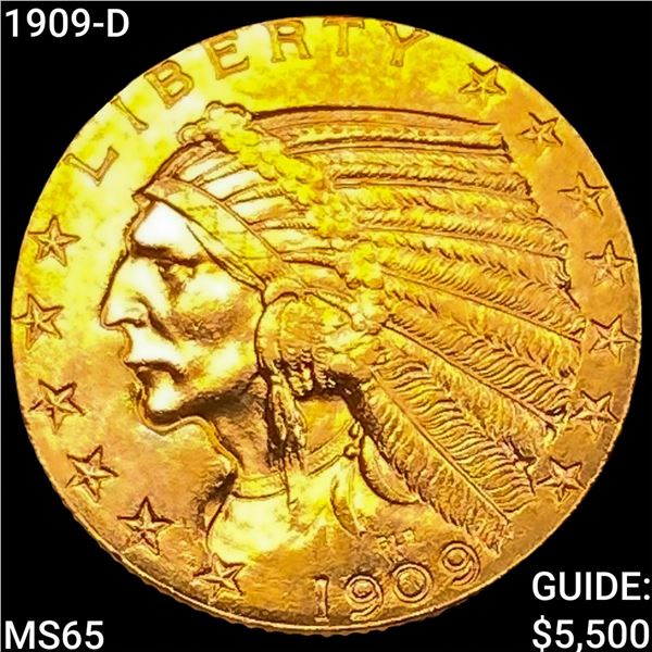 1909-D $5 Gold Half Eagle GEM BU