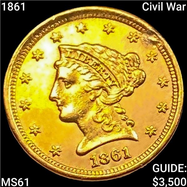 1861 Civil War $5 Gold Half Eagle UNCIRCULATED