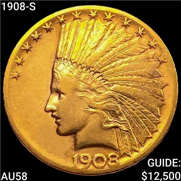1908-S $10 Gold Eagle CHOICE AU
