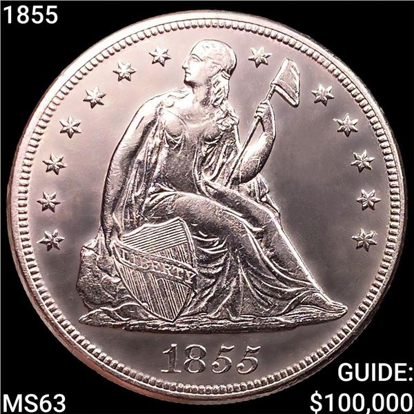 1855 Seated Liberty Dollar CHOICE BU