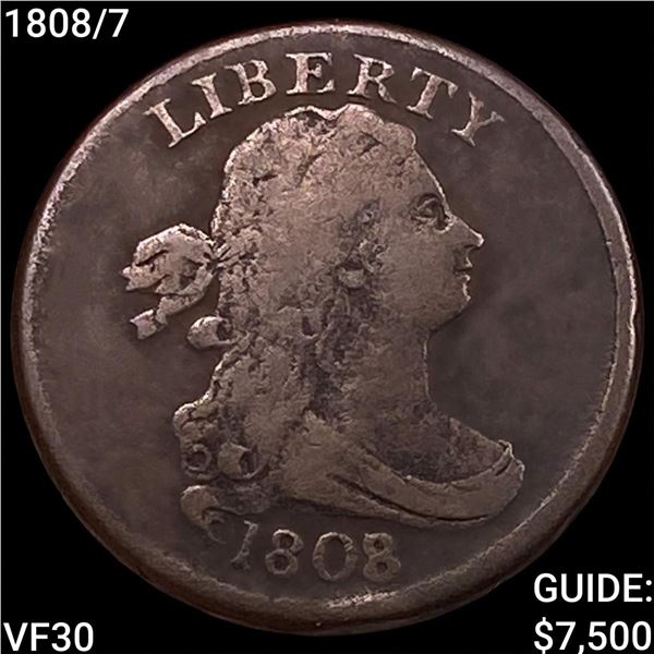 1808/7 Draped Bust Half Cent LIGHTLY CIRCULATED