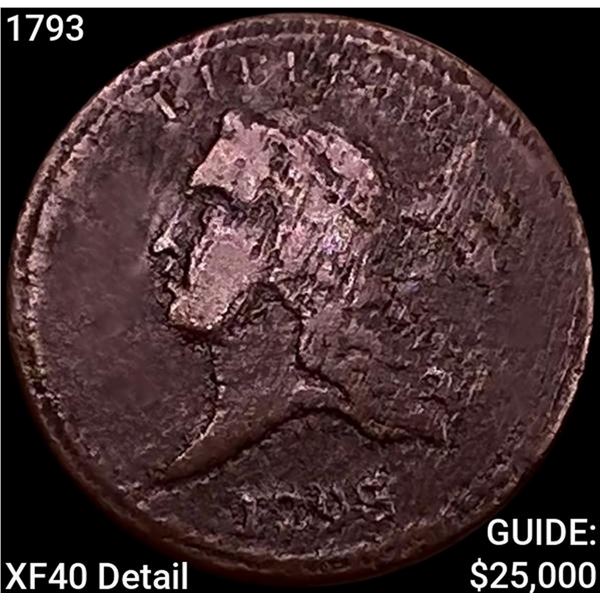 1793 Flowing Hair Half Cent NEARLY UNCIRCULATED