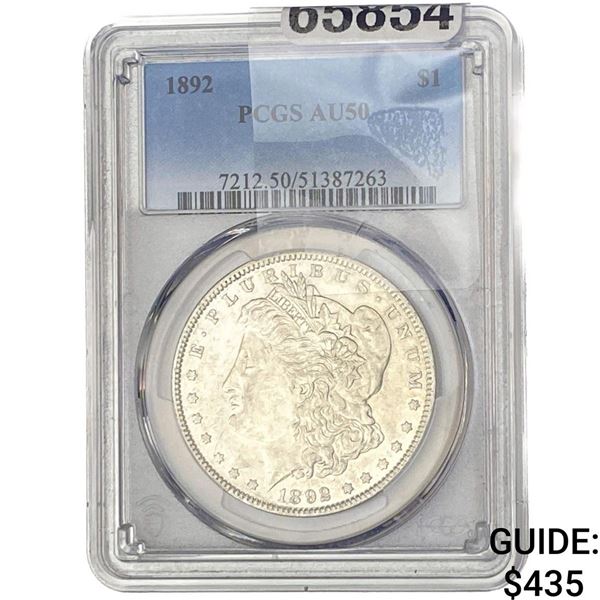 1892 Morgan Silver Dollar PCGS AU50