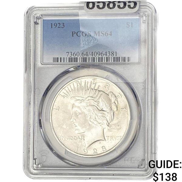 1923 Silver Peace Dollar PCGS MS64